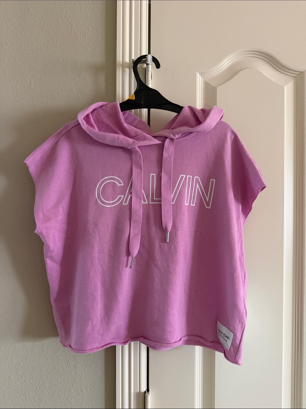 Calvin Klein Purple-Pink Hooded Short Sleeve Sweatshirt